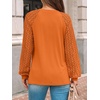 image:imageAUTOMET Womens Long Sleeve Shirts Lace Tops 2026 Fall Outfit Casual BlouseLightorange