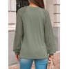 image:imageAUTOMET Womens Long Sleeve Shirts Lace Tops 2026 Fall Outfit Casual BlouseSage