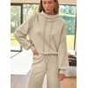 image:imageAUTOMET Womens Mock Neck 2 Piece Lounge Sweat Sets Matching Fall FashionApricot