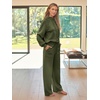 image:imageAUTOMET Womens Mock Neck 2 Piece Lounge Sweat Sets Matching Fall FashionArmygreen