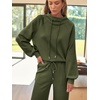 image:imageAUTOMET Womens Mock Neck 2 Piece Lounge Sweat Sets Matching Fall FashionArmygreen