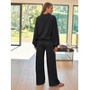 image:imageAUTOMET Womens Mock Neck 2 Piece Lounge Sweat Sets Matching Fall FashionBlack