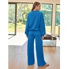 image:imageAUTOMET Womens Mock Neck 2 Piece Lounge Sweat Sets Matching Fall FashionBlue