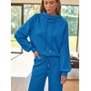 image:imageAUTOMET Womens Mock Neck 2 Piece Lounge Sweat Sets Matching Fall FashionBlue