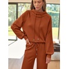 image:imageAUTOMET Womens Mock Neck 2 Piece Lounge Sweat Sets Matching Fall FashionCaramel