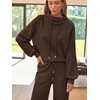 image:imageAUTOMET Womens Mock Neck 2 Piece Lounge Sweat Sets Matching Fall FashionCoffee