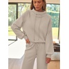 image:imageAUTOMET Womens Mock Neck 2 Piece Lounge Sweat Sets Matching Fall FashionCoffeegrey