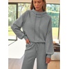 image:imageAUTOMET Womens Mock Neck 2 Piece Lounge Sweat Sets Matching Fall FashionDarkgrey
