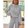 image:imageAUTOMET Womens Mock Neck 2 Piece Lounge Sweat Sets Matching Fall FashionGrey