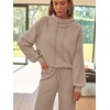 image:imageAUTOMET Womens Mock Neck 2 Piece Lounge Sweat Sets Matching Fall FashionKhaki