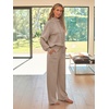 image:imageAUTOMET Womens Mock Neck 2 Piece Lounge Sweat Sets Matching Fall FashionKhaki