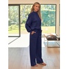 image:imageAUTOMET Womens Mock Neck 2 Piece Lounge Sweat Sets Matching Fall FashionNavyblue