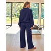 image:imageAUTOMET Womens Mock Neck 2 Piece Lounge Sweat Sets Matching Fall FashionNavyblue