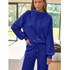 image:imageAUTOMET Womens Mock Neck 2 Piece Lounge Sweat Sets Matching Fall FashionRoyal Blue