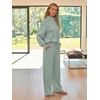 image:imageAUTOMET Womens Mock Neck 2 Piece Lounge Sweat Sets Matching Fall FashionSagegreen
