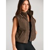 image:imageAUTOMET Womens Puffer Vest Cropped Lightweight Fall Winter OuterwearBrown