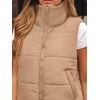 image:imageAUTOMET Womens Puffer Vest Cropped Lightweight Fall Winter OuterwearKhaki