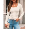 image:imageAUTOMET Womens Square Neck Ribbed Long Sleeve Slim Fit Tops FallApricot
