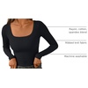 image:imageAUTOMET Womens Square Neck Ribbed Long Sleeve Slim Fit Tops FallBlack