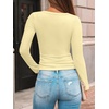 image:imageAUTOMET Womens Square Neck Ribbed Long Sleeve Slim Fit Tops FallButteryellow