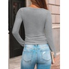 image:imageAUTOMET Womens Square Neck Ribbed Long Sleeve Slim Fit Tops FallGrey