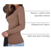 image:imageAUTOMET Womens Square Neck Ribbed Long Sleeve Slim Fit Tops FallKhaki