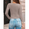image:imageAUTOMET Womens Square Neck Ribbed Long Sleeve Slim Fit Tops FallOatmeal