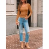 image:imageAUTOMET Womens Square Neck Ribbed Long Sleeve Slim Fit Tops FallOrange