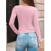 image:imageAUTOMET Womens Square Neck Ribbed Long Sleeve Slim Fit Tops FallPink