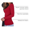image:imageAUTOMET Womens Square Neck Ribbed Long Sleeve Slim Fit Tops FallRed
