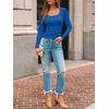 image:imageAUTOMET Womens Square Neck Ribbed Long Sleeve Slim Fit Tops FallRoyalblue