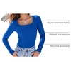 image:imageAUTOMET Womens Square Neck Ribbed Long Sleeve Slim Fit Tops FallRoyalblue