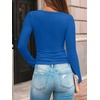 image:imageAUTOMET Womens Square Neck Ribbed Long Sleeve Slim Fit Tops FallRoyalblue