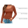image:imageAUTOMET Womens Square Neck Ribbed Long Sleeve Slim Fit Tops FallRust