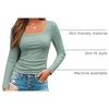 image:imageAUTOMET Womens Square Neck Ribbed Long Sleeve Slim Fit Tops FallSagegreen