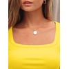 image:imageAUTOMET Womens Square Neck Ribbed Long Sleeve Slim Fit Tops FallYellow