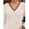 image:imageAUTOMET Womens V Neck Long Sleeve Shirts Fall Tops 2026 Lightweight SweaterApricot Khaki