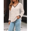 image:imageAUTOMET Womens V Neck Long Sleeve Shirts Fall Tops 2026 Lightweight SweaterApricot Khaki