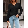 image:imageAUTOMET Womens V Neck Long Sleeve Shirts Fall Tops 2026 Lightweight SweaterBlack