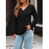 image:imageAUTOMET Womens V Neck Long Sleeve Shirts Fall Tops 2026 Lightweight SweaterBlack