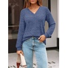 image:imageAUTOMET Womens V Neck Long Sleeve Shirts Fall Tops 2026 Lightweight SweaterBlue