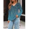 image:imageAUTOMET Womens V Neck Long Sleeve Shirts Fall Tops 2026 Lightweight SweaterBohoflowerteal