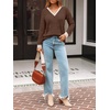 image:imageAUTOMET Womens V Neck Long Sleeve Shirts Fall Tops 2026 Lightweight SweaterBrown Apricot
