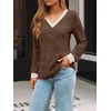 image:imageAUTOMET Womens V Neck Long Sleeve Shirts Fall Tops 2026 Lightweight SweaterBrown Apricot