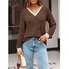 image:imageAUTOMET Womens V Neck Long Sleeve Shirts Fall Tops 2026 Lightweight SweaterBrown Apricot