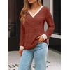 image:imageAUTOMET Womens V Neck Long Sleeve Shirts Fall Tops 2026 Lightweight SweaterCaramal Apricot