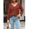image:imageAUTOMET Womens V Neck Long Sleeve Shirts Fall Tops 2026 Lightweight SweaterCaramal Apricot