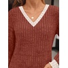 image:imageAUTOMET Womens V Neck Long Sleeve Shirts Fall Tops 2026 Lightweight SweaterCaramal Apricot