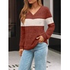 image:imageAUTOMET Womens V Neck Long Sleeve Shirts Fall Tops 2026 Lightweight SweaterCaramal Apricot Block