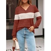 image:imageAUTOMET Womens V Neck Long Sleeve Shirts Fall Tops 2026 Lightweight SweaterCaramal Apricot Block